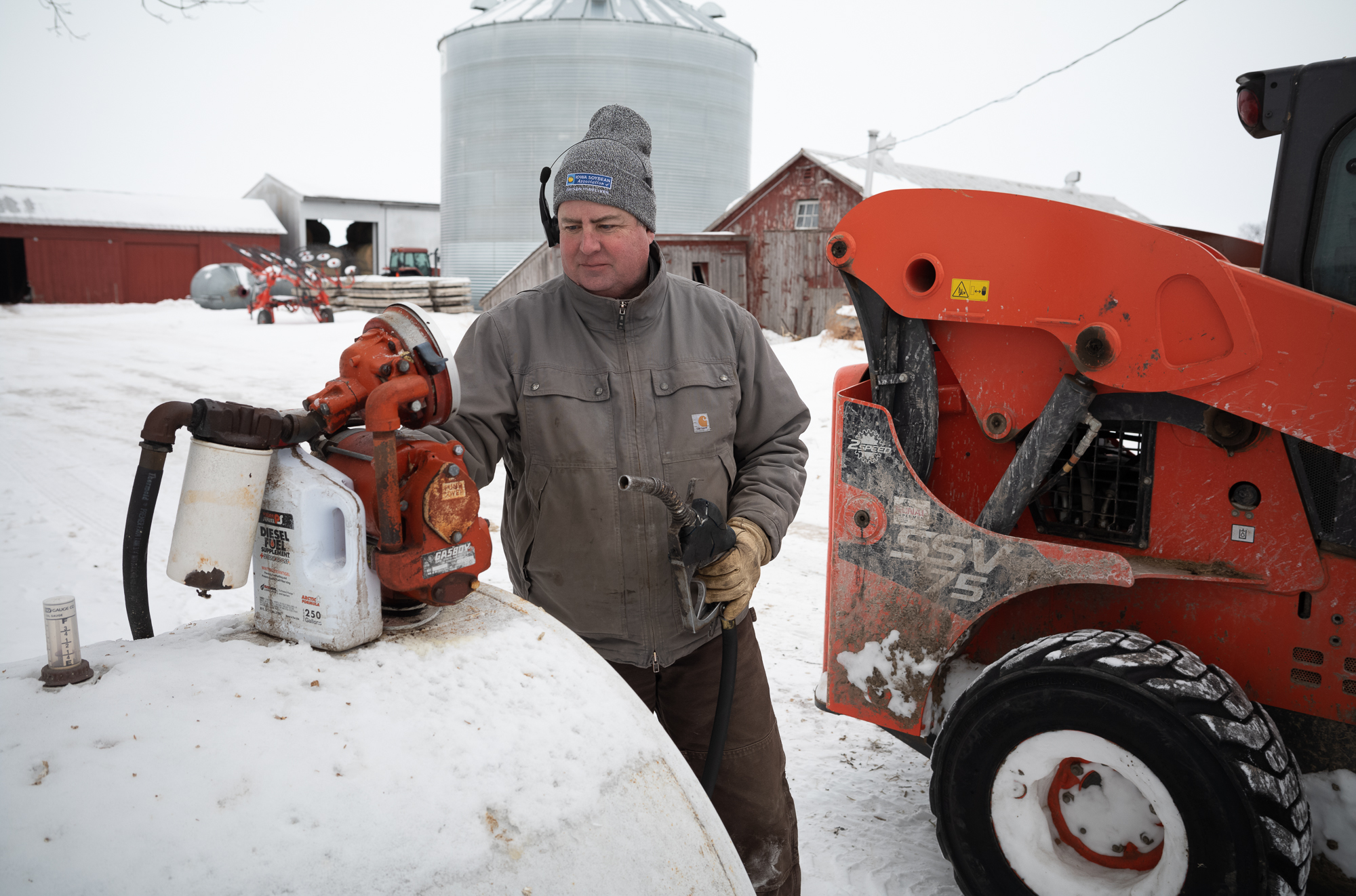 Dave Walton fills up with biodiesel on his farm.