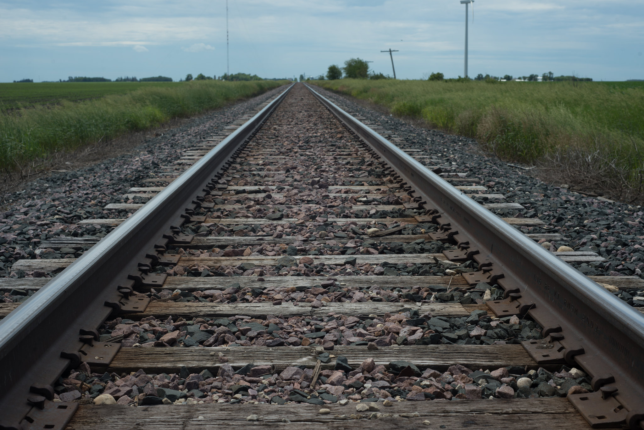 Close-up of railroad tracks running through the country