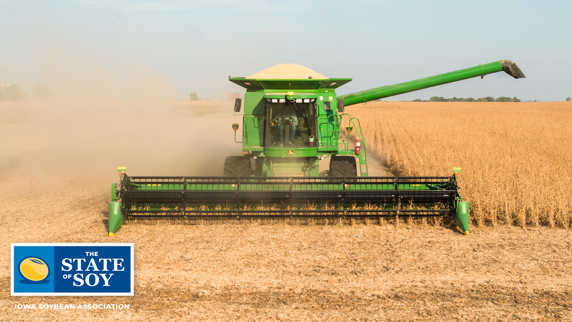 Combine in soybean field during harvest
