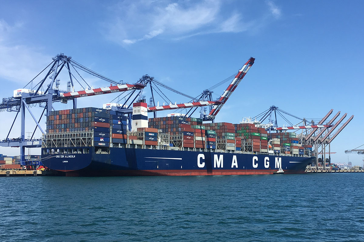 Large ocean vessel docked in port