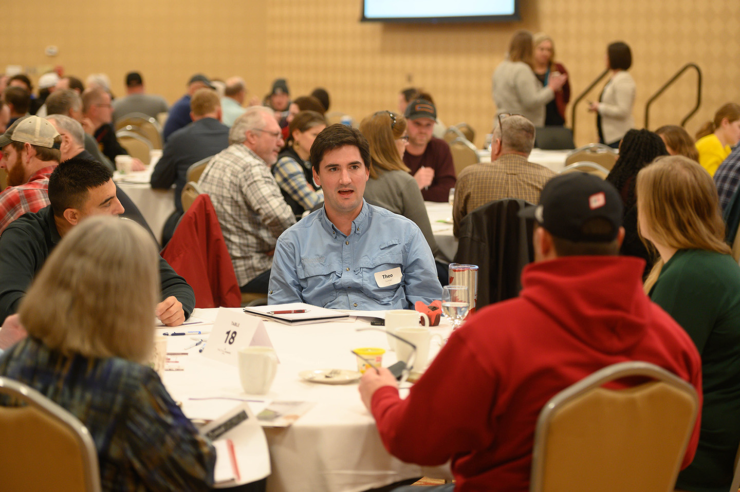 Soybean farmers at Iowa Soybean Association Event