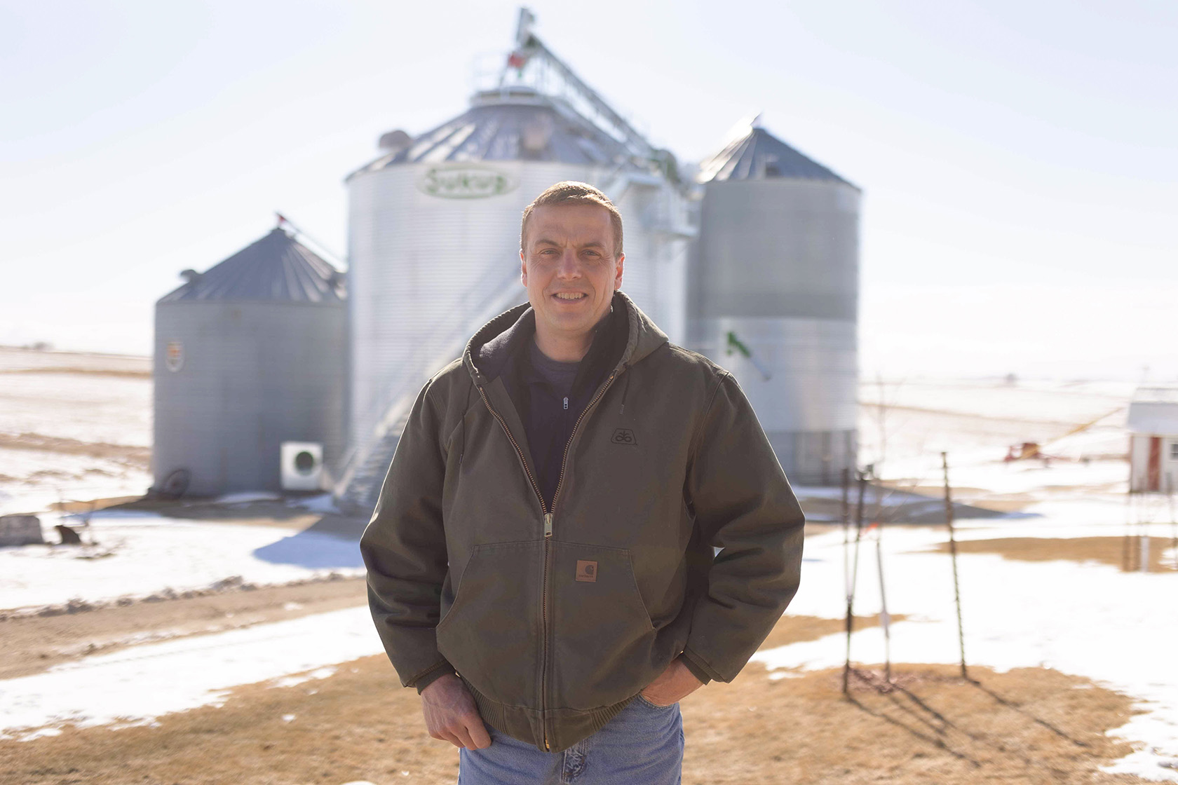 Iowa soybean farmer working with RCFI team