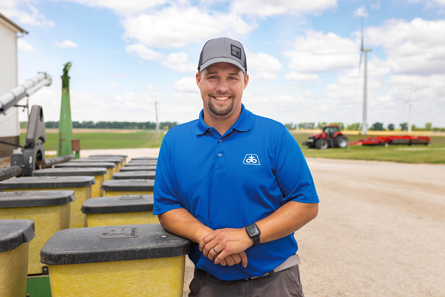 Iowa soybean grower on his farm