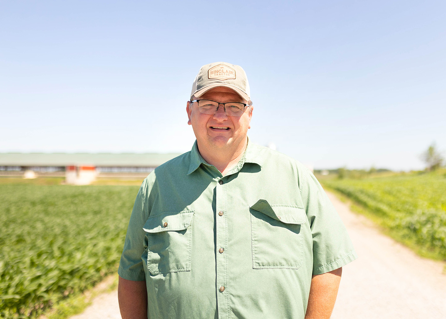 Iowa soybean grower on his farm