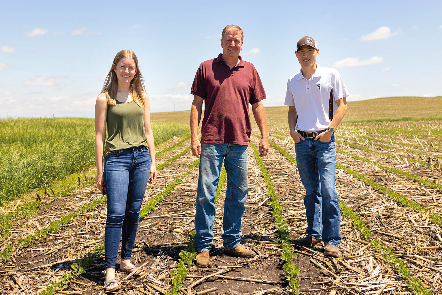 Iowa soybean grower on his farm