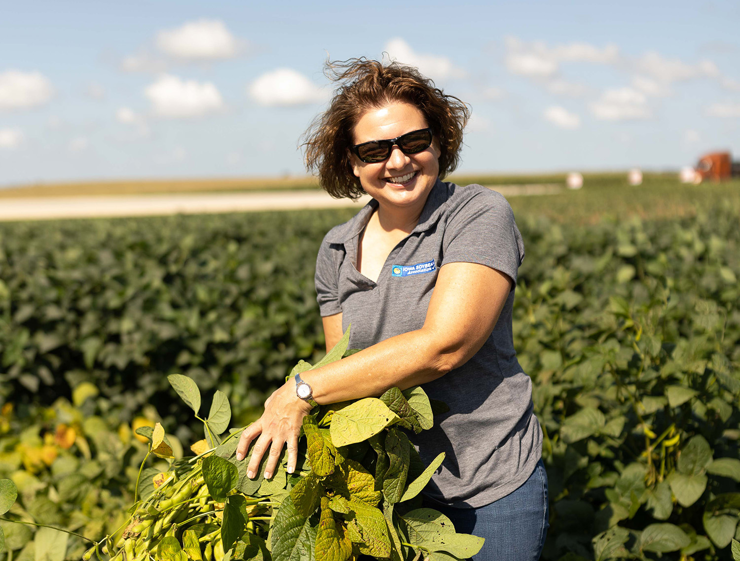 Iowa farmer standing in soybean field