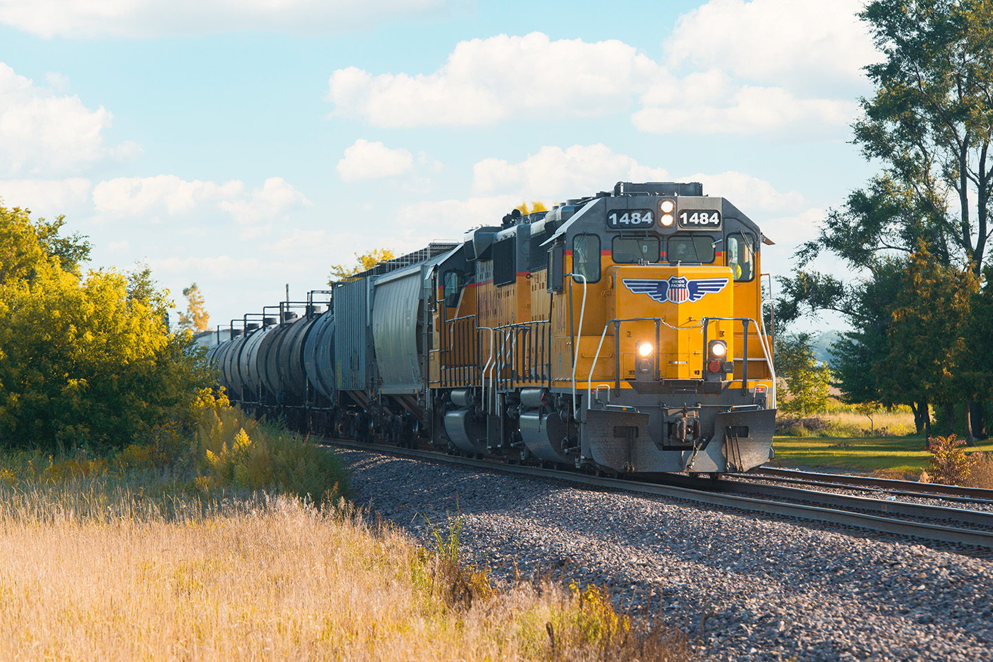 Train on railroad in Iowa