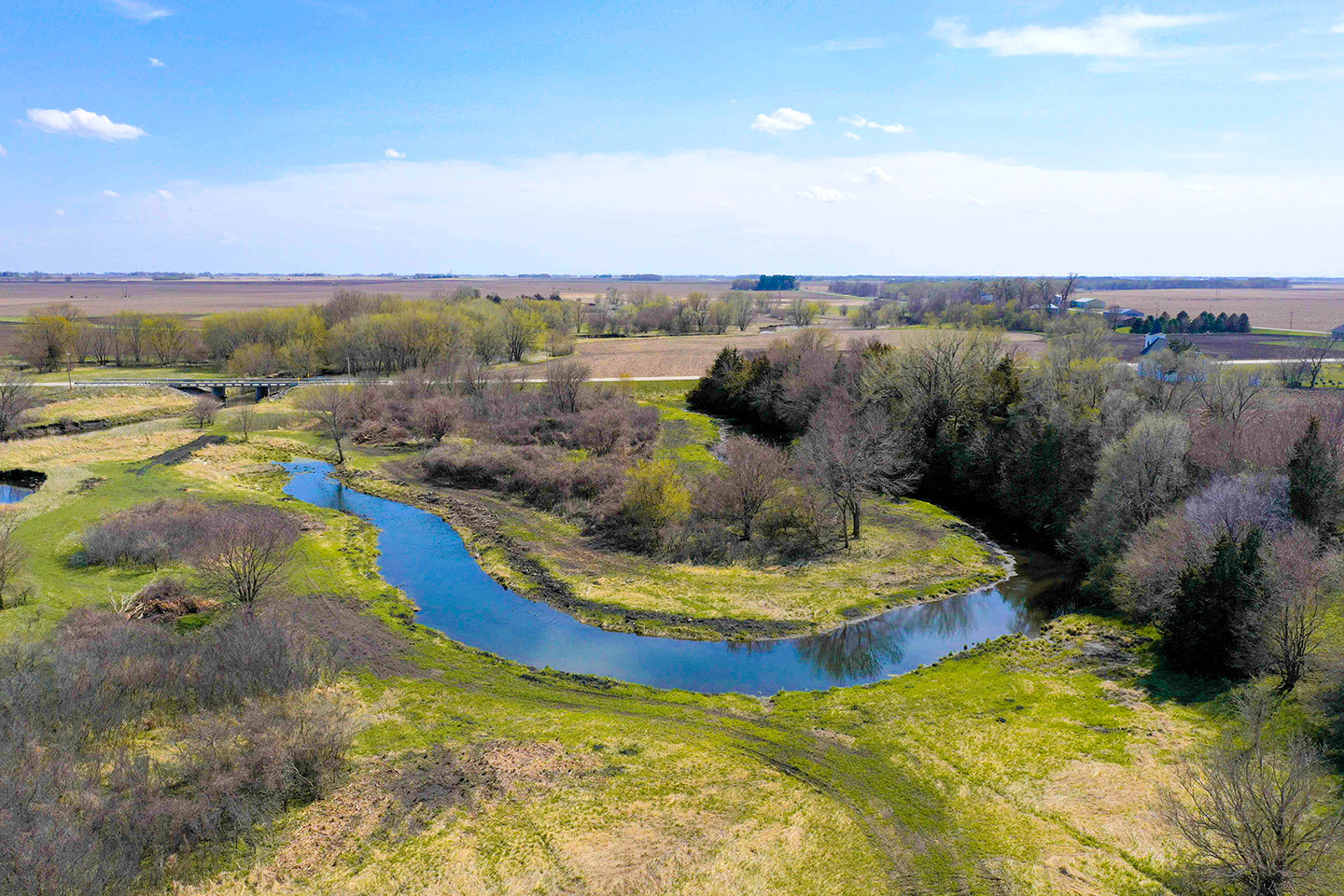 Restored oxbow on farm