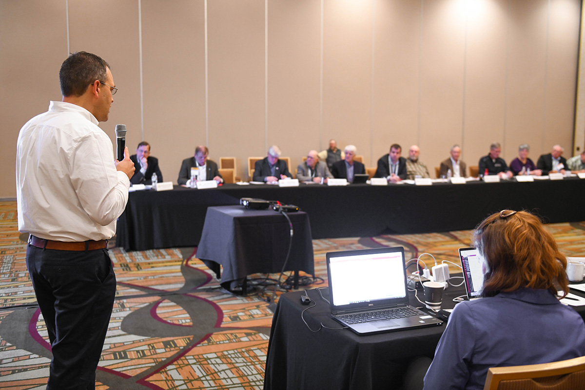 Presenter in conference room