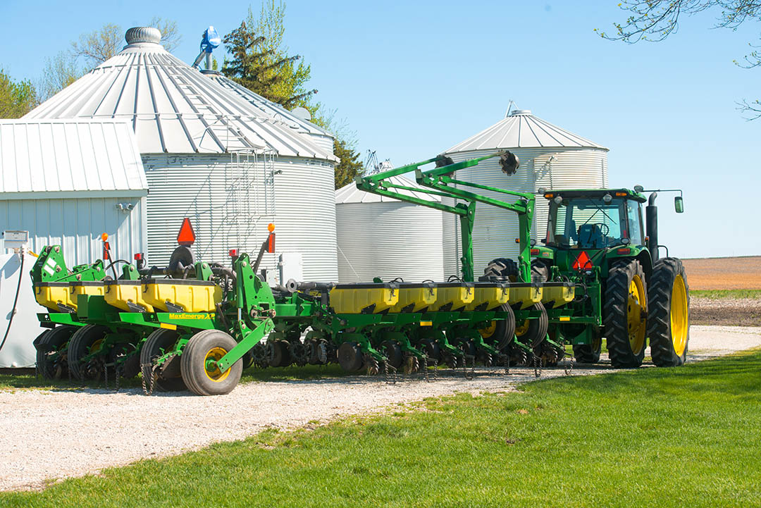 John Deere tractor with planter