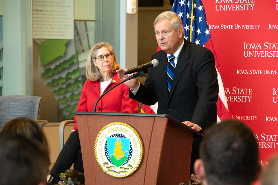 Ag Secretary Vilsack speaking at Iowa State University