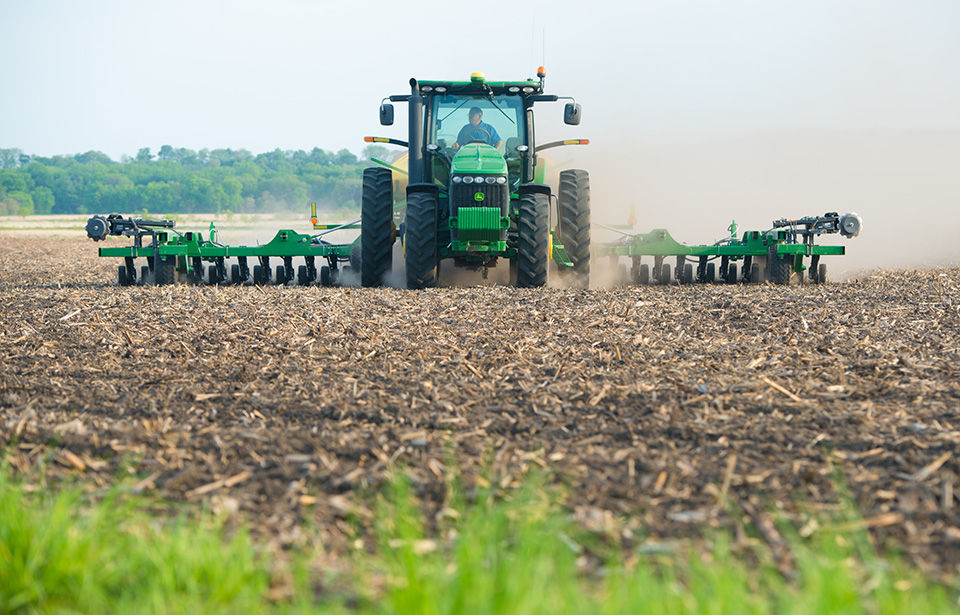 John Deere Tractor Planting Soybeans