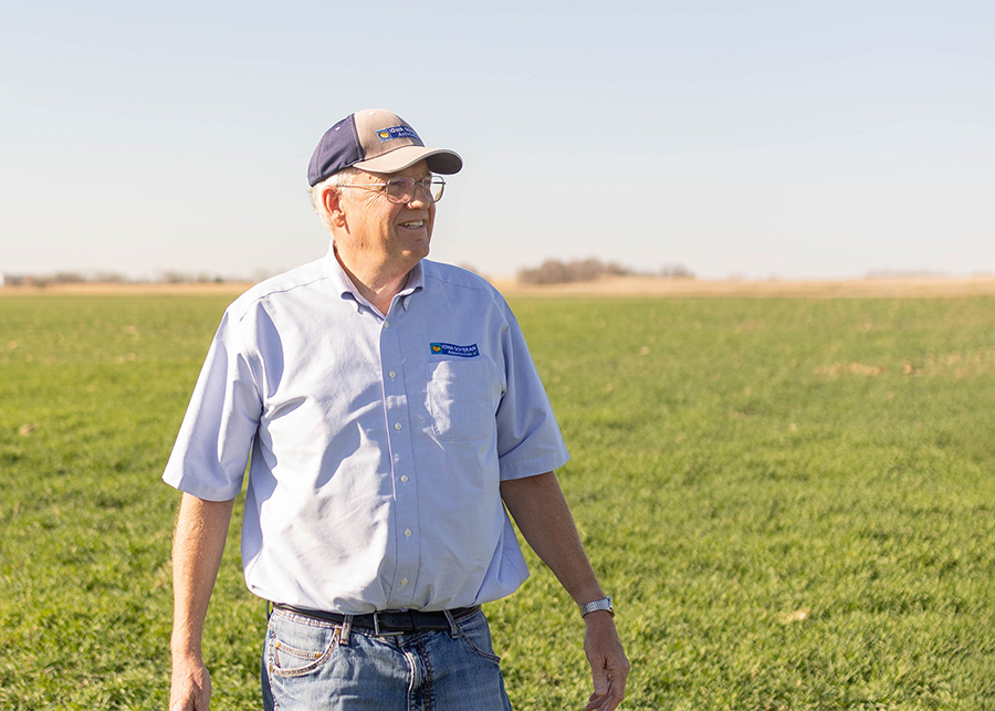 Farmer standing in field in Northwest Iowa