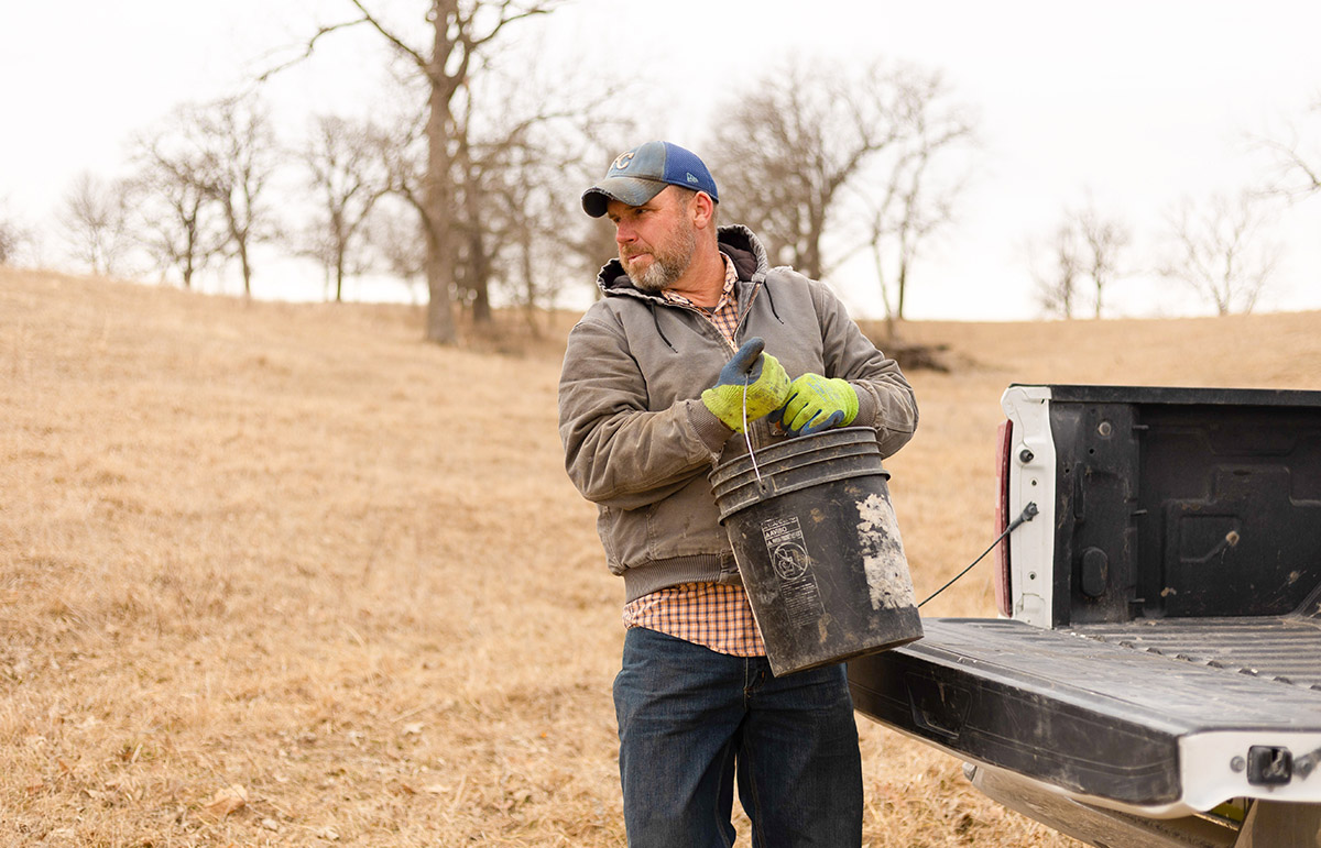 Iowa farmer with livestock