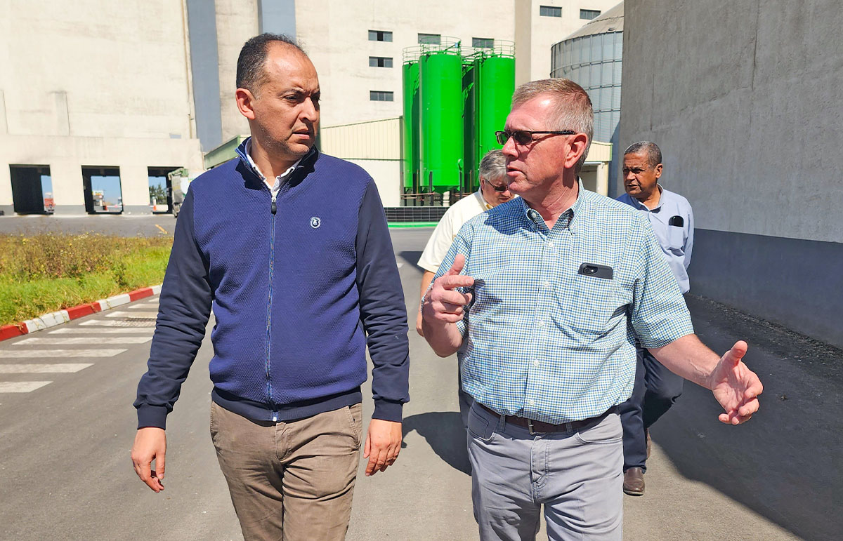 Farmer speaking with feed director in Morocco