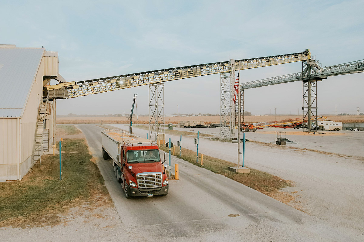 Semi on scale at cooperative in Iowa