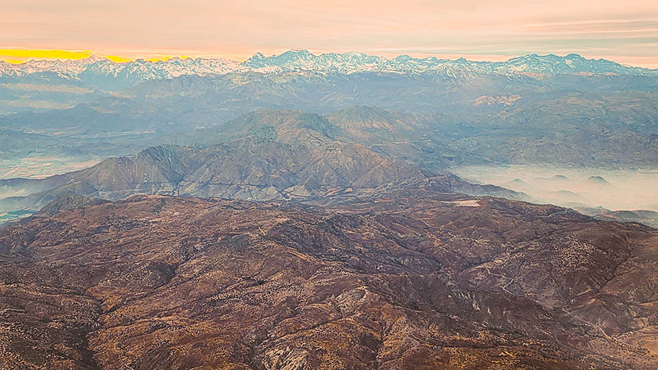 Andes Mountains Mountain range from an airplane