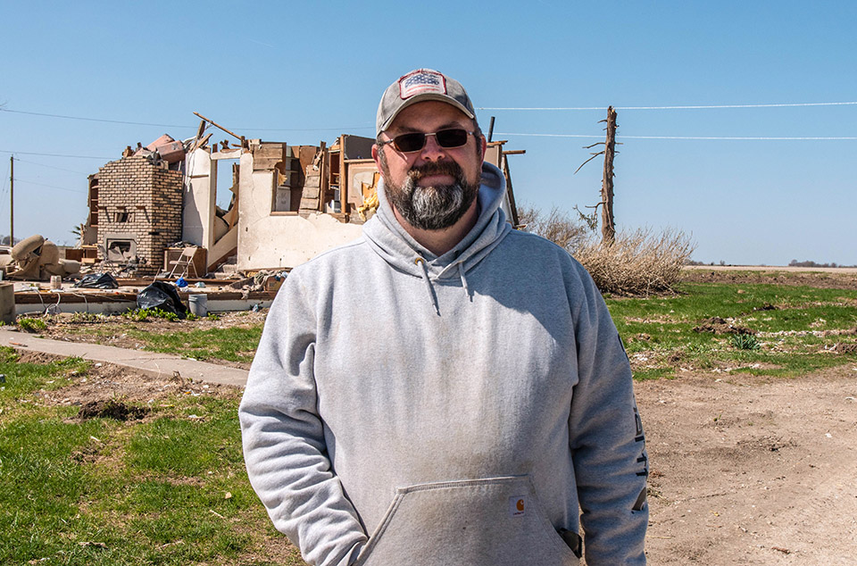 Tornado damaged farmstead