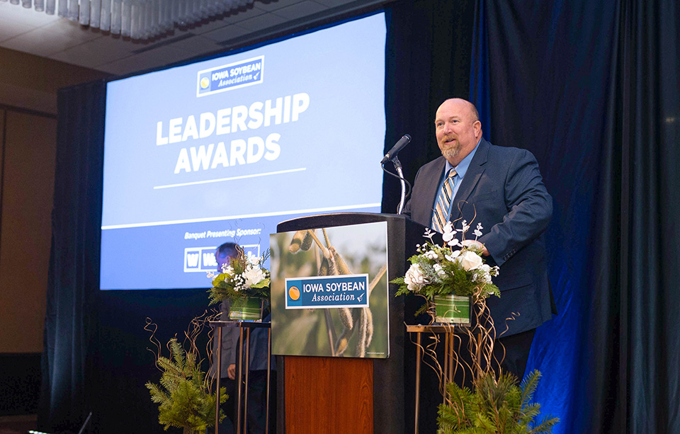 Iowa farmer Robb Ewoldt at awards ceremony