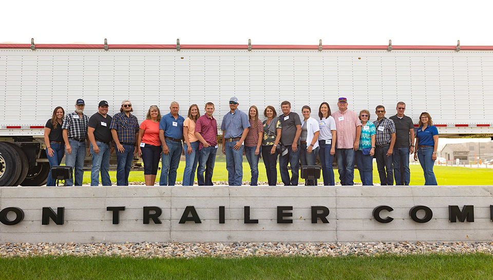 Farmers touring trailer production facility