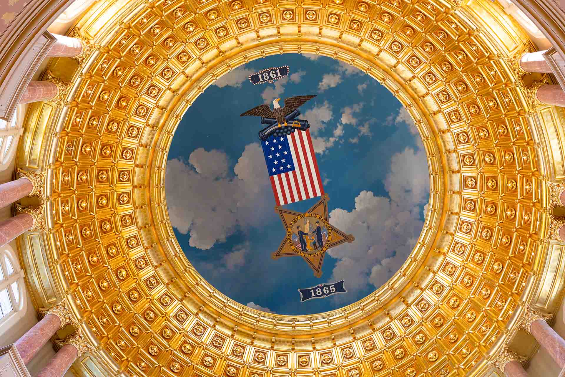 Ceiling of Iowa capitol with painting