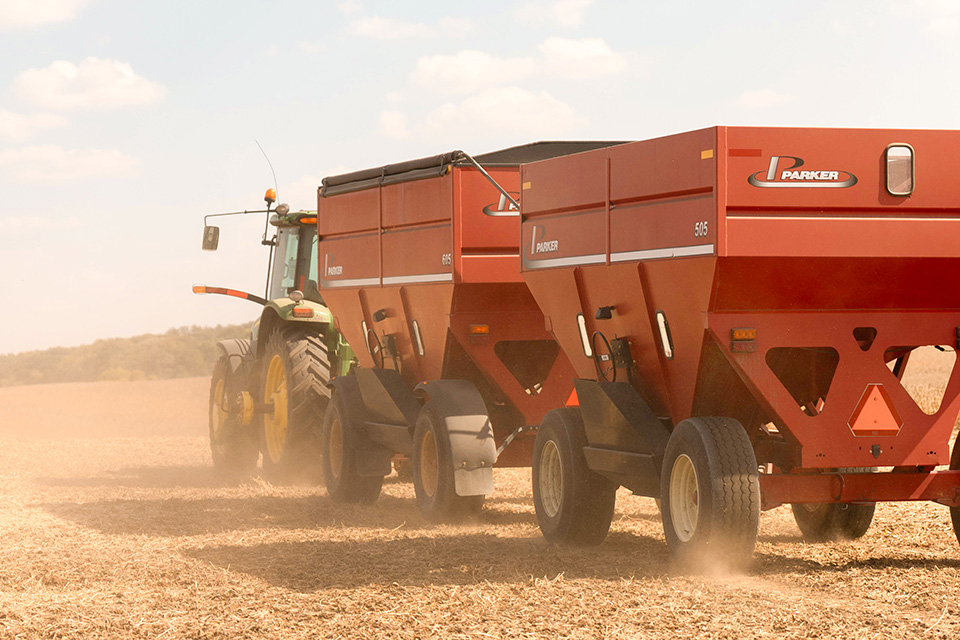 Grain carts in soybean field