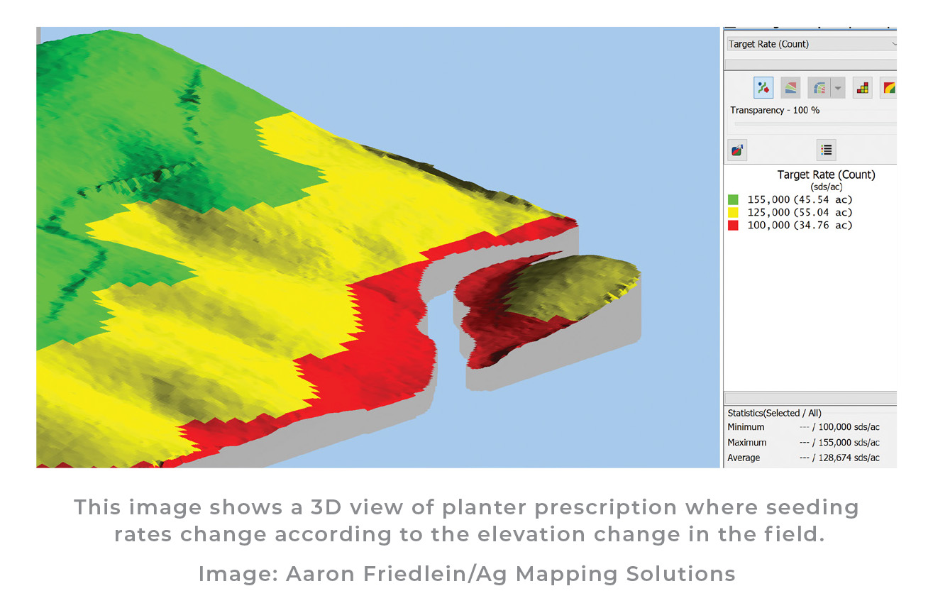 Seeding Rate Changes 3D view of planter prescription