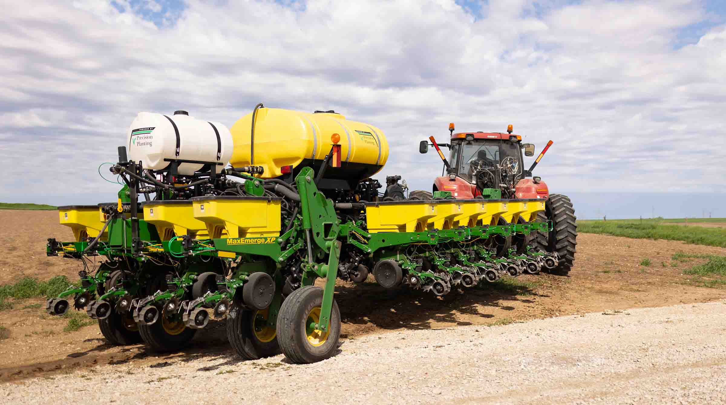 Tractor attached to planter
