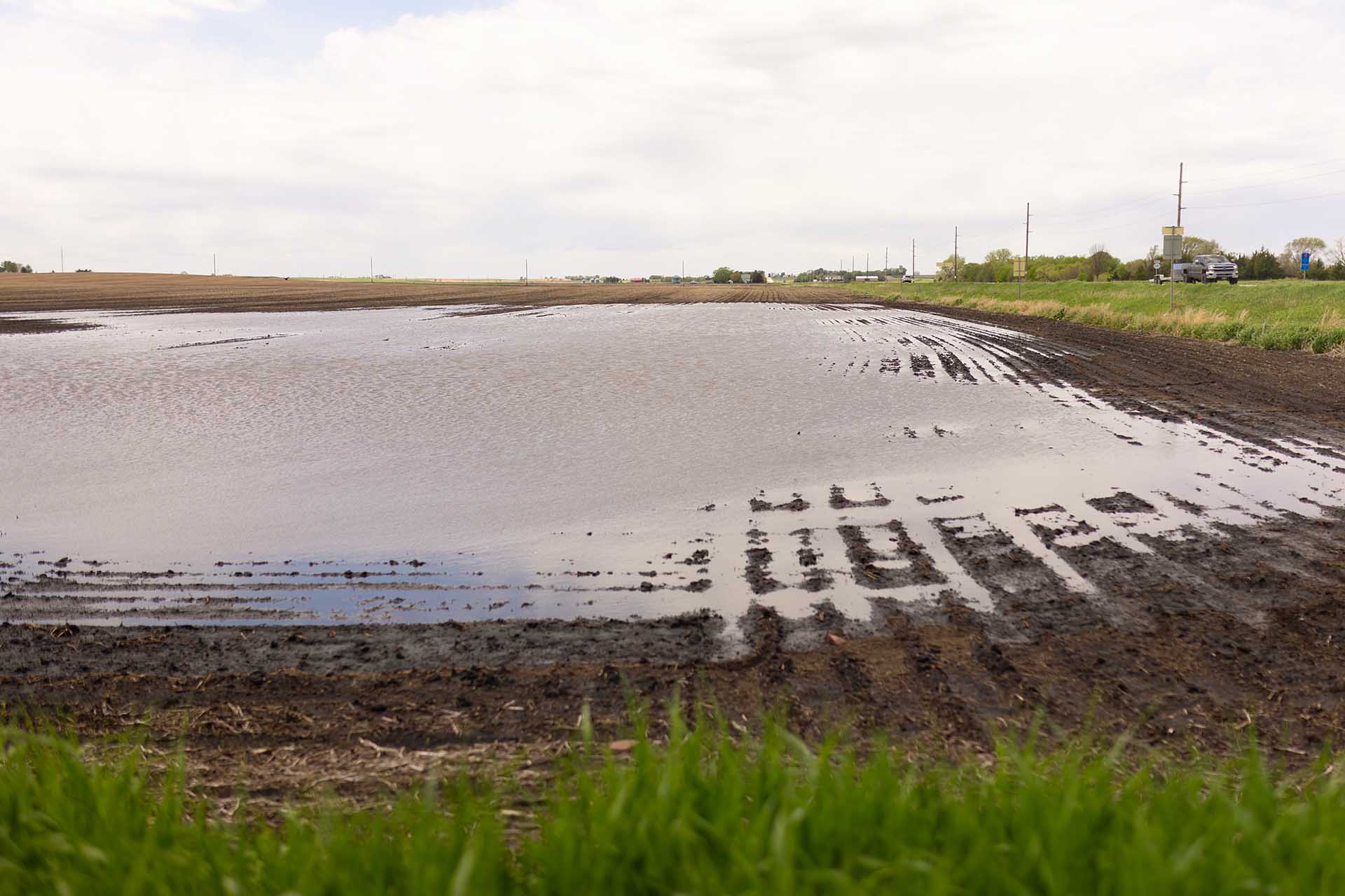 Field flooded in Iowa