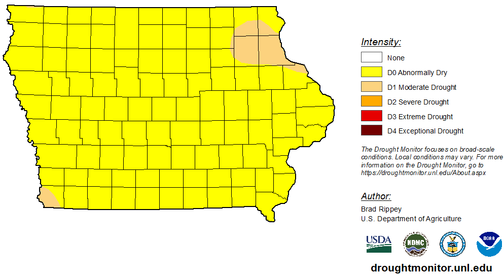 Iowa Drought Monitor Map Iowa Map Showing Dry Areas