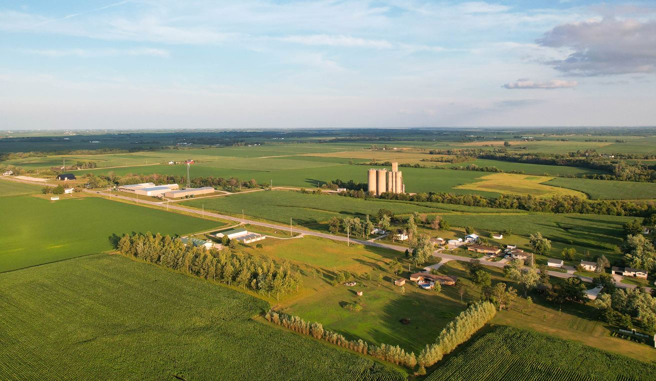 Aerial photo of Iowa landscape