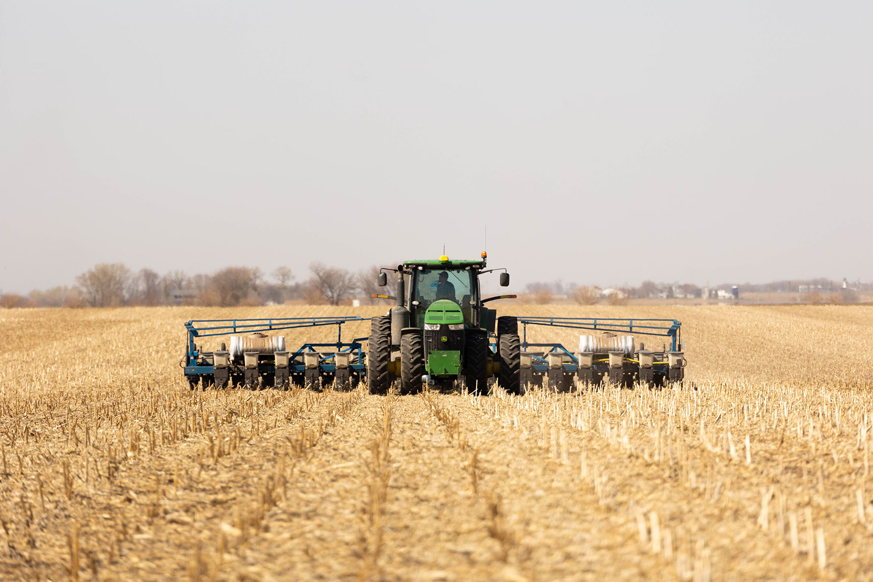 Planter planting soybeans