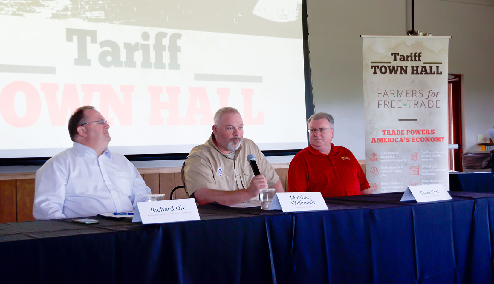 Iowa farmer discussing tariffs at panel