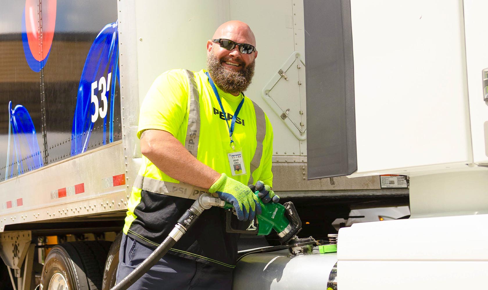 Pepsi truck driver fills truck with B99 fuel