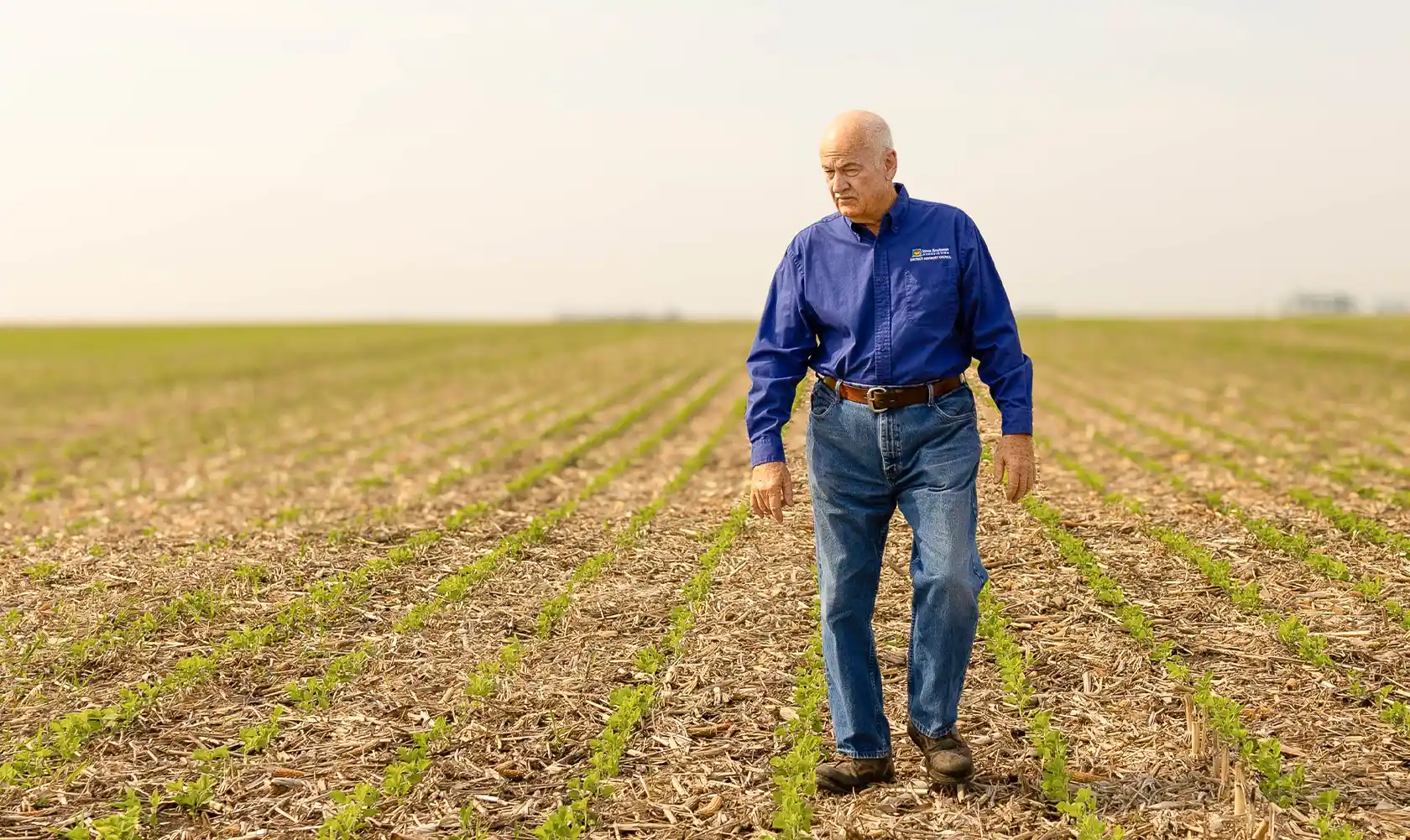 Ron Heck Iowa farmer walking through field