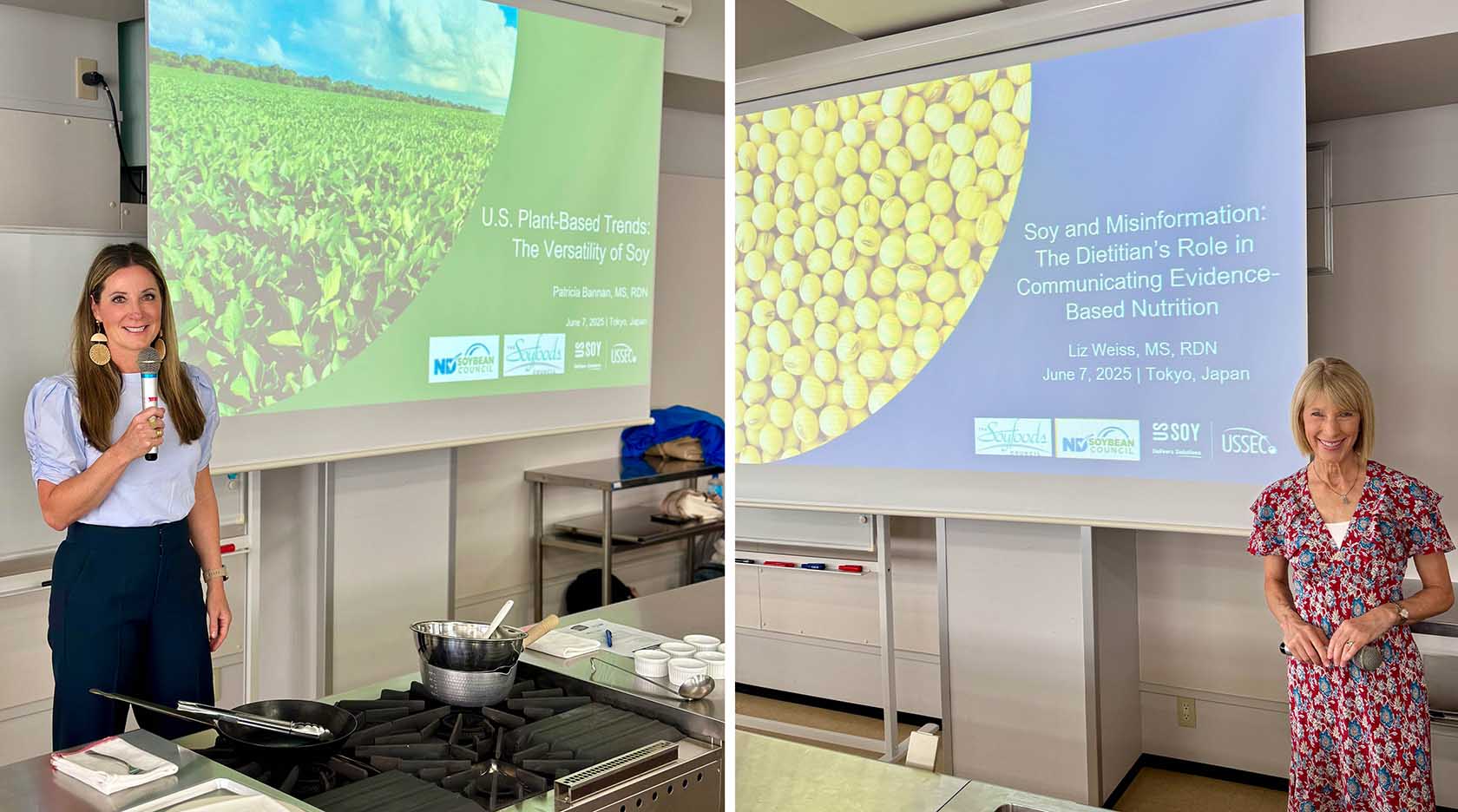 Dietitians Two women presenting in Tokyo