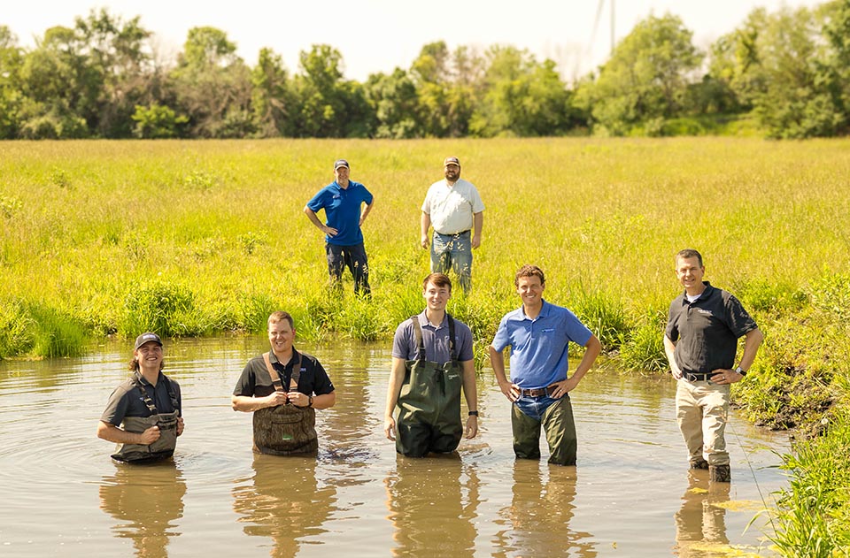 Iowa Soybean Association conservation staff standing in