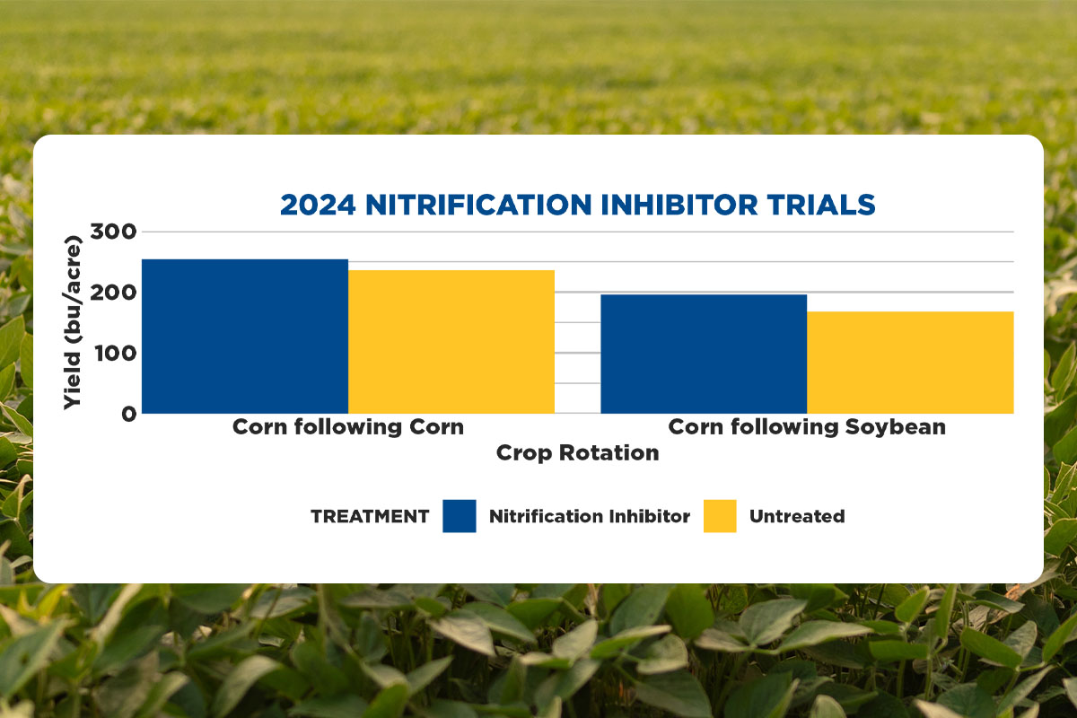 Graph comparing corn following corn and corn following 