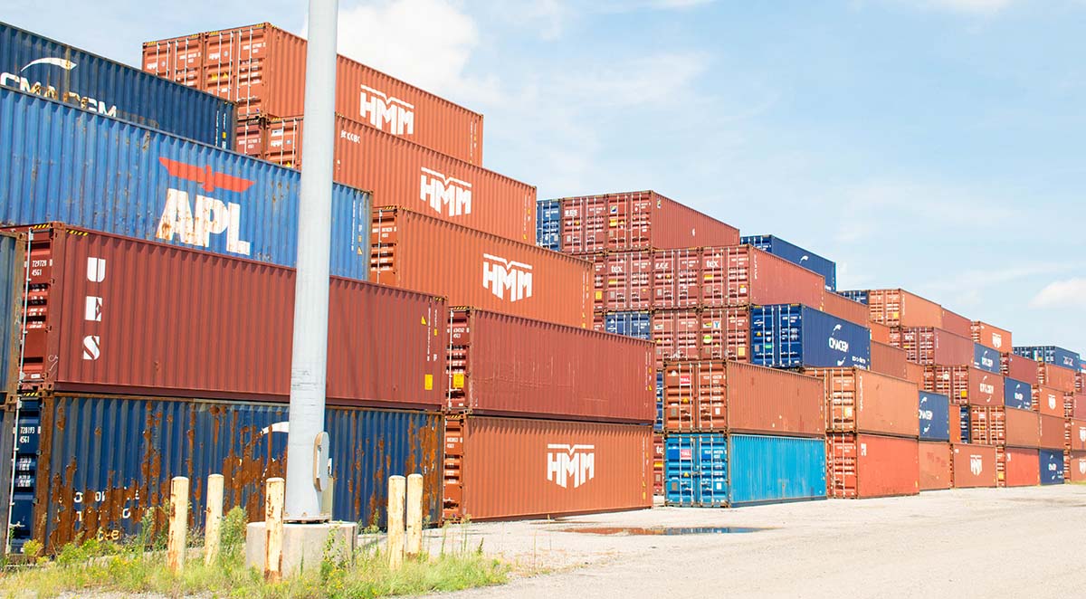 DeLong Co. Future Ag Intermodal Facility Shipping containers