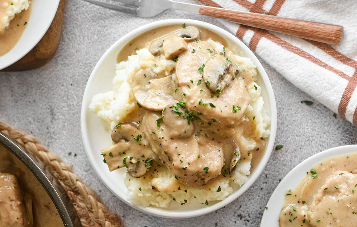 Pork Medallions in Mushroom Gravy Iowa pork served up for pork month in Iowa