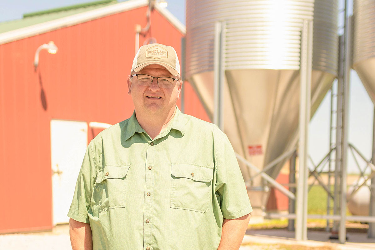 Iowa soybean farmer on farm