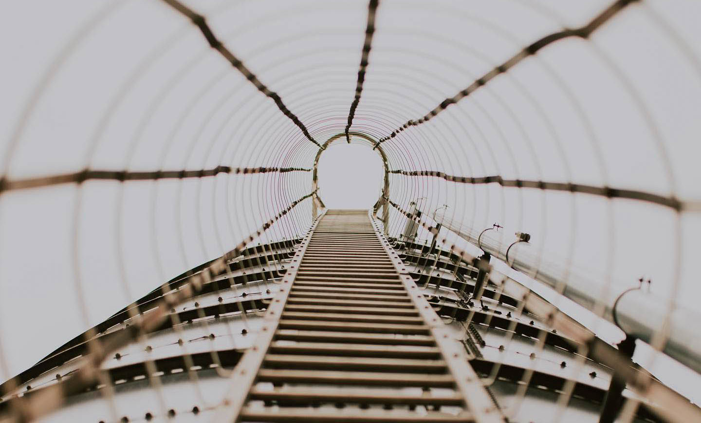 Silo Looking up through ladder on silo