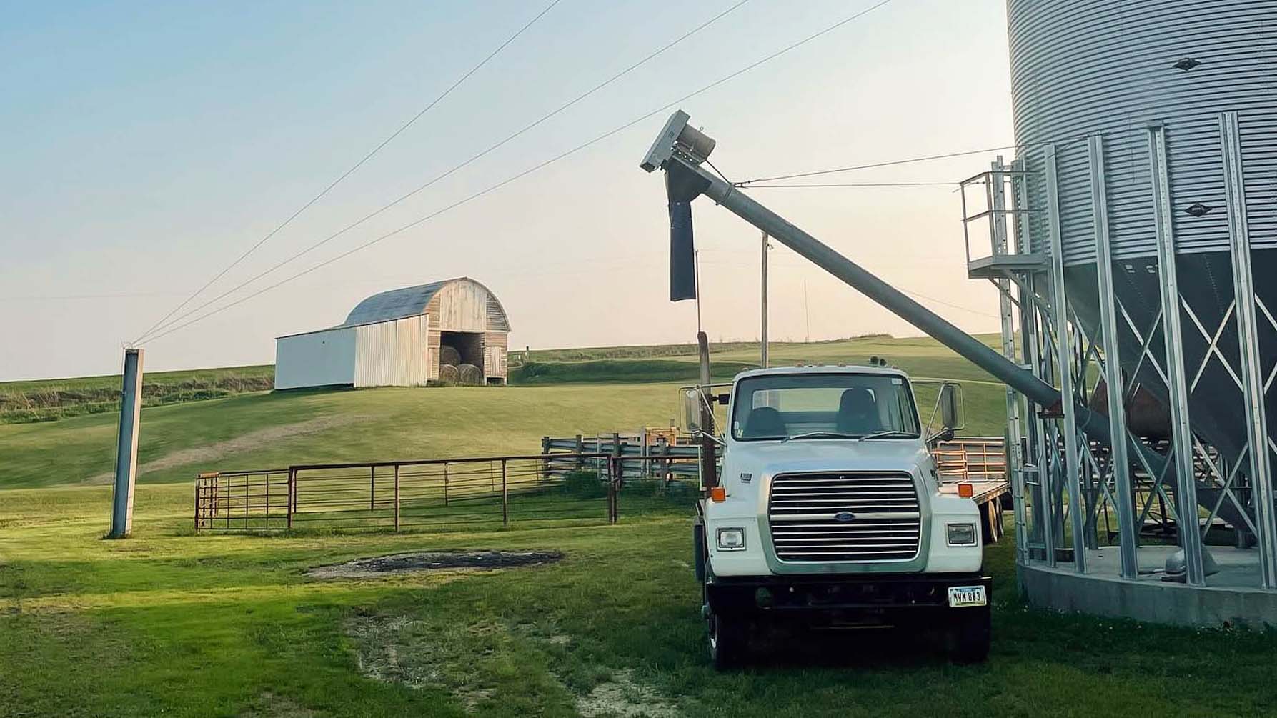 Farm in NE Iowa Truck parked in farm yard.