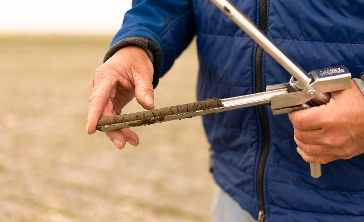 Soil Testing Soil core taken from field.