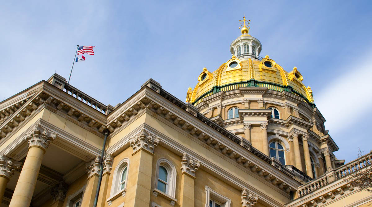 Gold dome on the capitol in Iowa