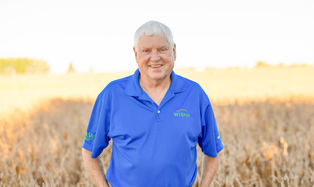 Farmer wearing World Initiative for Soy in Human Health
