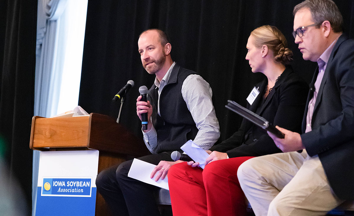 Speakers at the Farm Forward event in Des Moines