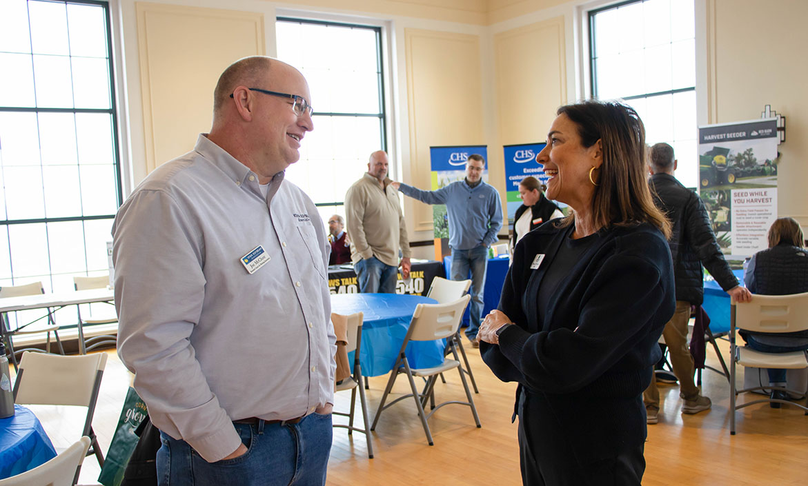 Iowa soybean staff talk with mayor of Cedar Rapids