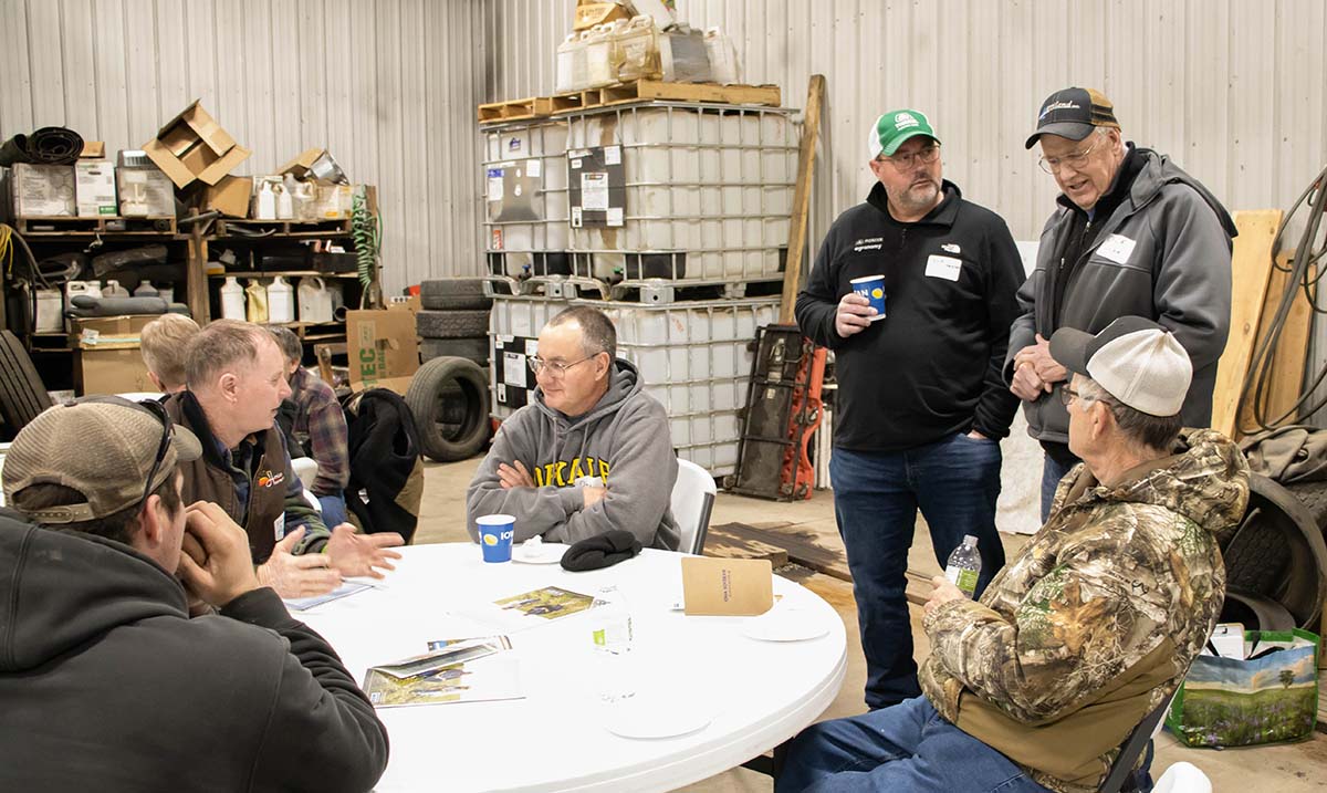 Farmers talking conservation at Shop Talk event