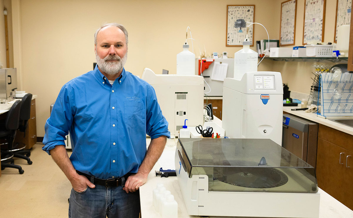 Water Lab Services Manager Tony Seeman in water lab at ISA